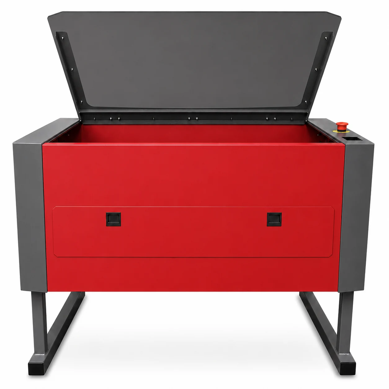 Solo laser cutting system with its lid open